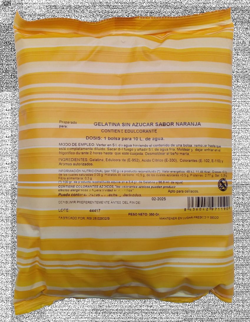 GELATINA DE NARANJA O LIMÓN S/AZUCAR SERCON 350grs