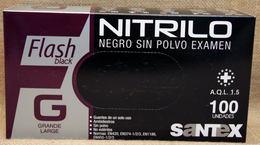 GUANTES NITRILO NEGRO SANTEX. 6,5 g.