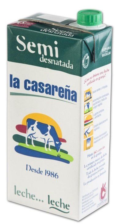 LECHE SEMIDESNATADA LA CASAREÑA UHT 1 LITRO