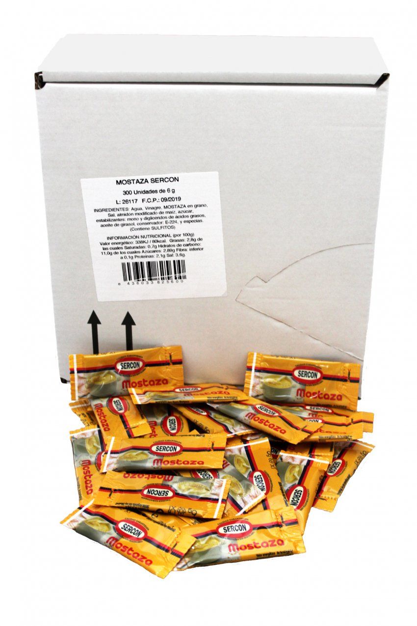 MOSTAZA SERCON MONODOSIS (CAJA 300 UNIDADES)