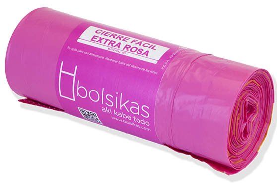 BOLSA BASURA ROSA HOGAR CIERRAFACIL BOLSIKAS 60x60
