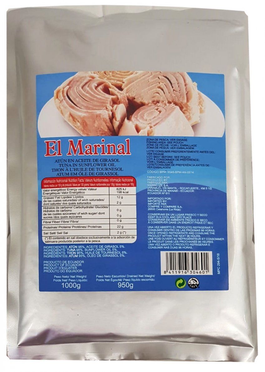 ATÚN EN ACEITE EL MARINAL 1 KG BOLSA