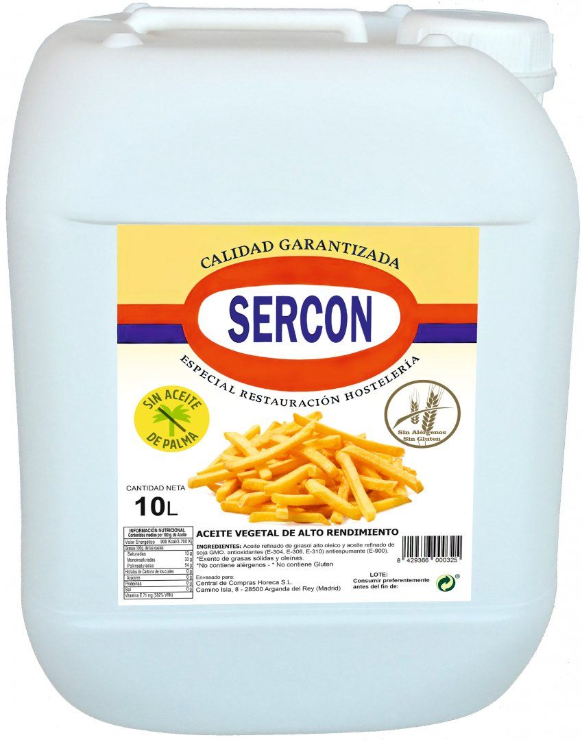 ACEITE FREIDORA SIN PALMA SERCON 10 LT.