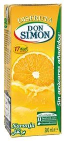 ZUMO S/AZÚCAR NARANJA DON SIMÓN BRICK 200 ML.