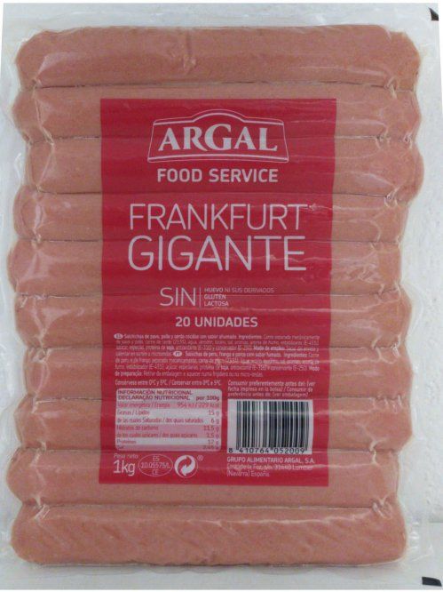 SALCHICHAS ARGAL FOOD SERVICE 1 KG.