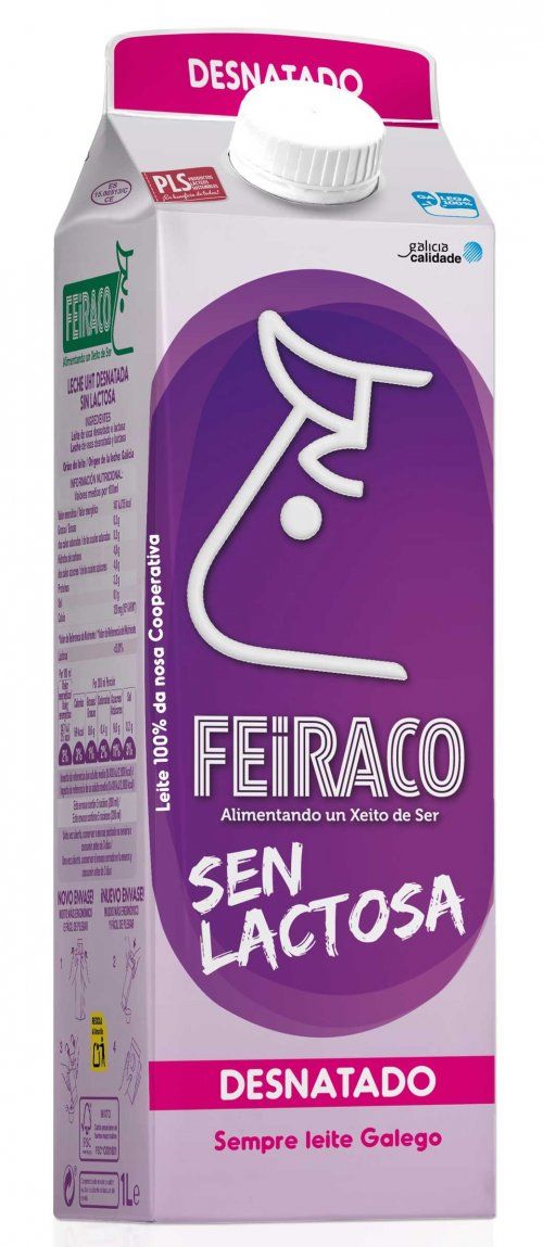 LECHE DESNATADA SIN LACTOSA FEIRACO BRICK 1 L.