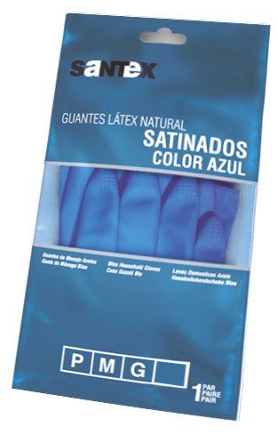 GUANTES SATINADOS SANTEX AZUL .Tallas Pequeña, Mediana y Grande