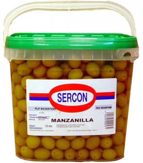ACEITUNAS MANZANILLA C/H SERCON CUBO 2.5 KG