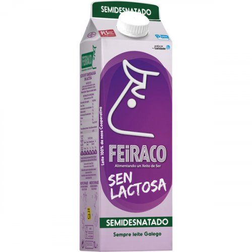 LECHE SEMIDESNATADA SIN LACTOSA FEIRACO. BRICL 1 L.